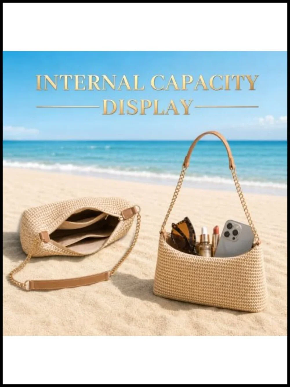 Boho Woven Straw Hobo Bag Crossbody Shoulder Purse Beach